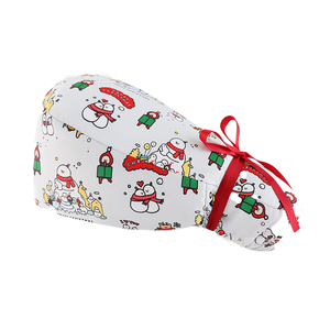 Bonnets de travail ajustables pour infirmières dentaires, type turban bouffant avec ouverture pour queue de cheval et broderie 3D - Product Image 2