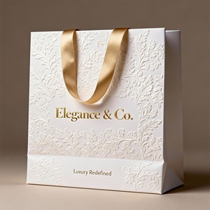 Bolsas de Regalo de Papel Cartón Blanco Personalizadas con Estampado Dorado para Ocasiones Especiales - Product Image 3