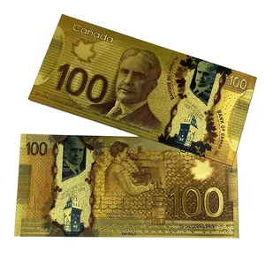 Free Shipping PET Money Bank Notes Canada 50 100 Bill Gold Foil Plated Banknotes