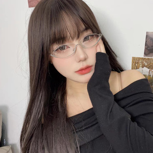 Semi-Rimless Rectangle Eyeglasses <b>Frames</b> Anti Blue Light For Women Lightweight Solid Color Half <b>Frame</b> Design 2025 - Product Image 2
