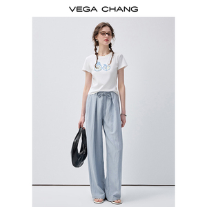 เสื้อยืดปักลายสับปะรดสีขาวสไตล์หวาน VEGA CHANG แขนสั้น คอกลม ลำลอง ลายผลไม้ สำหรับขายส่ง - Product Image 3