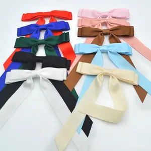 Gordon Ribbons 2 Layer Satin Ribbon Hair Clip With Long Tail, Sweet Hair Bow With Alligator For Girl Lady Hair Tie Accessories