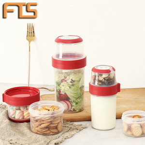 FTS Food Container Sealed Milk Fruit Breakfast Airtight Cereal Jars Plastic Oats Customized Salad Oatmeal Cup