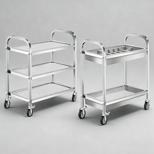 3 Tier Stainless Steel Serving <b>Cart</b> Mobile Rolling Food Service <b>Trolley</b> with Lockable Wheels Heavy Duty Utility <b>Cart</b> - Product Image 6