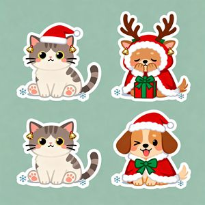 Autocollants de Noël en vinyle PVC imperméables à impression personnalisée, découpés, étiquettes sur le thème de Noël à faire soi-même <span class=keywords><strong>pour</strong></span> coques de téléphone et <span class=keywords><strong>bagages</strong></span> - Product Image 5