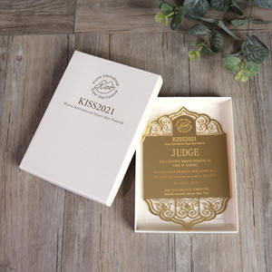 Cartes d'invitation de fête en acrylique miroir doré avec motif découpé au laser et <span class=keywords><strong>texte</strong></span> gravé - Product Image 3