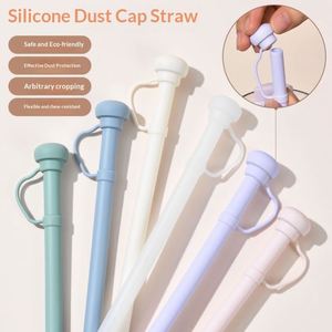 Food Grade Silicone <b>Straw</b> with Dinosaur Hat Dust Plug Cute Cartoon Silicone <b>Straw</b> Compatible with Stanley Tumbler - Product Image 2