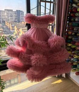 Abiti di Lusso con Perle per Feste di Compleanno per Bambine, Personalizzati con Volant, Abiti da Damigella per Matrimoni e Servizi Fotografici - Product Image 1