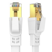 Blanco SFTP chapado en oro RJ45 40Gbps 2000Mhz Patch Cord Flat Cat8 Ethernet Cable para MÓDEM/ENRUTADOR/juegos