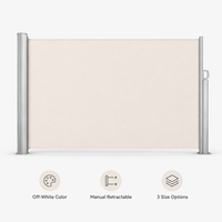 Auvent latéral rétractable, écran d'intimité extérieur, 280 g/m², polyester PU, alliage acier-aluminium, montage mural, pare-vent, patio, jardin