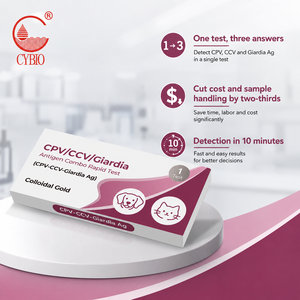 Kit Test Rapido Antigenico 3-in-1 CPV CCV <span class=keywords><strong>Giardia</strong></span>, Un Campione Fecale, Diagnosi Tripla della Diarrea, 10 Minuti, OEM ODM 1 o 25 Test - Product Image 1