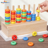 Jeu d'empilage en bois Montessori, jeu de lancer d'anneaux colorés, boulier numérique, comptage des perles, jouet éducatif pour l'apprentissage des mathématiques pour enfants