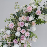 NINI Vente en gros Arche de toile de fond en corne de vache avec fleurs artificielles de mariage, en soie, faites à la main, de haute qualité, couleur personnalisée