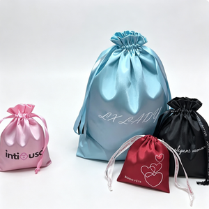 Sac à cordon en satin de soie, pochette cadeau pour bijoux, logo personnalisé, vente en gros, sac anti-poussière en velours et organza, fournisseur de cosmétiques - Product Image 2