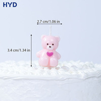 Bougie d'anniversaire 3D Ours en peluche mignon 2026, sans fumée, en forme de cœur, ours rose qui s'embrasse, en cire, pour baby shower et décorations de fête d'anniversaire d'enfants