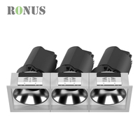 Double Tête Réglable Rotatif COB 7W * 3 Spot Down Light Encastré Rectangulaire LED Downlight