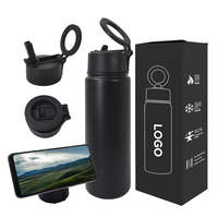 Bouteille d'eau sport isotherme en acier inoxydable de 32 oz, sans BPA, anti-fuite, avec couvercle à paille, idéale pour le camping et la salle de sport