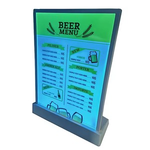 Hot Selling <strong>Customization</strong> a 4 Size LED Light Menu Holder <strong>Display</strong> Acrylic <strong>Countertop</strong> <strong>Display</strong> Stand With 7 Colors - Product Image 1