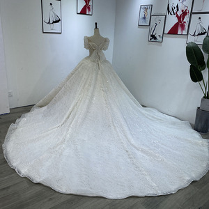 Robe de mariée de luxe blanche Jancember Wm013 avec sequins et traîne, style modeste pour bal de promo - Product Image 5