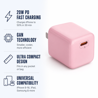 Chargeur rapide USB-C GaN 20W PD3.0, adaptateur mural à charge rapide, certifié CE/FCC, garantie 12 mois pour 15 14 13