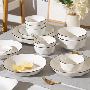 Restaurant cadeau Style créatif <span class=keywords><strong>maison</strong></span> assiette assiette bol alimentaire filet célébrité cuillère <span class=keywords><strong>vaisselle</strong></span> en céramique bol ensemble - Product Image 3