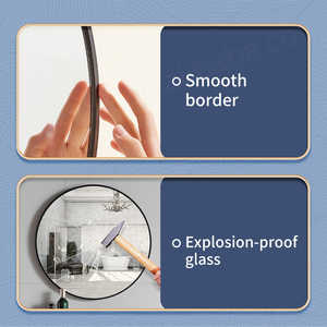 Espejos de pared grandes redondos negros Marco de metal moderno Espejo montado decorativo para dormitorio - Product Image 4