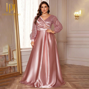 Abito da sera donna con scollo a V in seta a <span class=keywords><strong>maniche</strong></span> <span class=keywords><strong>lunghe</strong></span> aderente a forma di Pluse abito lungo da sera con <span class=keywords><strong>paillettes</strong></span> donna - Product Image 6