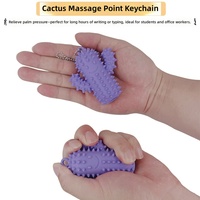 Mini porte-clés en silicone en forme de cactus, jouet de massage des points d'acupression, anti-stress portable, soulagement de la douleur pour l'extérieur