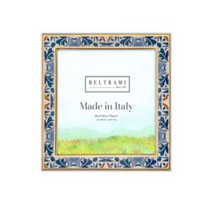 Beltrami Photo <b>Frame</b> Enamel <b>Square</b> Maiolica Gold 4x6 Inch Real Silver Plated Made in Italy - Product Image 1