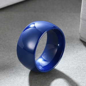 Blue Ceramic <b>Ring</b> 11Mm Round Geometric Unisex Fashion Jewelry Gift - Product Image 3