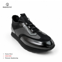 RADOLFA Baskets en cuir élégantes pour hommes, grande taille, chaussures de sport en matériaux mixtes, baskets décontractées légères et tendance pour hommes