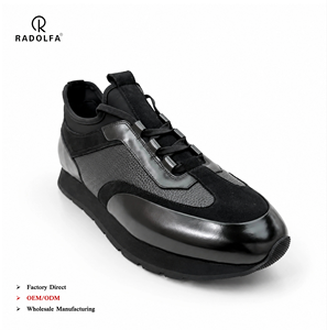 RADOLFA Baskets en cuir élégantes pour hommes, grande taille, chaussures de sport en matériaux mixtes, baskets décontractées légères et tendance pour hommes - Product Image 1