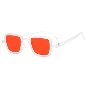 Lunettes de soleil vintage punk carrées en plastique pour hommes et femmes, monture blanche avec verres acryliques UV400, lunettes matricielles - Product Image 5