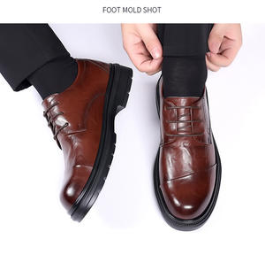 Zapatos de Vestir de Cuero para Hombre Hechos a Medida, Transpirables, con Cordones, Diseño Cuadrado Derby, para Bodas, Fiestas, Oficina, Diseño Plano, Verano, Primavera - Product Image 5