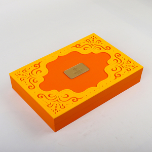 Luxury Metal Plate Logo Brand Food <strong>Gifts</strong> Durian Mooncake Packaging Cookies <strong>Biscuit</strong> Packing Orange Mooncake Box with Paper Tray - Product Image 1