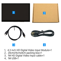 Module d'affichage LCD TFT IPS Waiken de 4,3 pouces pour Raspberry Pi avec rétroéclairage LED, résolution 800x480, écran tactile 1:1 / Micro USB