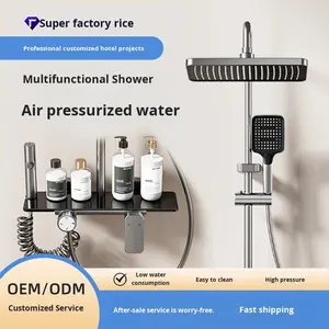 Robinet de douche mural moderne en alliage d'aluminium, avec douchette pluie polie de luxe à poignée unique et valve en céramique, directement de l'usine - Product Image 4