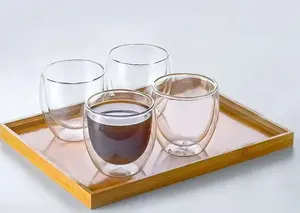 KDG Brand Customized 80ml 150ml 250ml 350ml 450ml 550ml 1000ml Double Wall Coffee Cup Glass Mug Coffe Drinks Glass