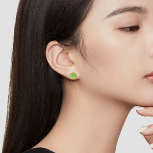 Spinach green natural jade material and jadeite lotus flower ear pendants of genuine S925 <b>silver</b> set with jade - Product Image 3