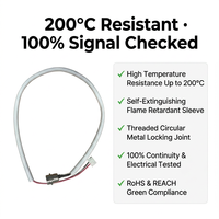 Câble de capteur haute température personnalisé M12 vers JST 200°C avec gaine tressée en fibre de verre, faisceau de câbles aviation 4 broches à faible MOQ
