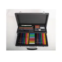 Briefpapier Großhandel Zeichnung Holz Kit 59pcs Farbe Student Art Supplies Wasser lösliche Farbe Bleistift Holzkiste Art Set