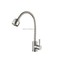 Robinet de cuisine moderne en acier inoxydable 304 à poignée unique, eau froide/chaude, avec tuyau universel, sans plomb, finition brossée, cartouche céramique