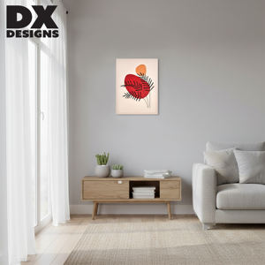Impression sur toile personnalisée DX Designs, feuille de palmier <span class=keywords><strong>abstraite</strong></span> minimaliste, art mural - <span class=keywords><strong>Peinture</strong></span> sur toile aux tons rouge orangé pour la décoration murale de la maison - Product Image 5