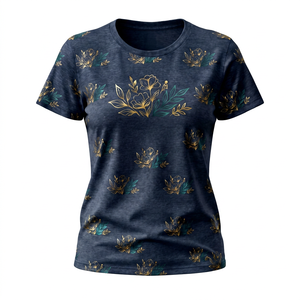 Nueva Camiseta Casual de Manga Corta para Mujer, Corte Ajustado, con Decoración de Pedrería, Cuello Redondo, Primavera 2026, Venta al Por Mayor - Product Image 1