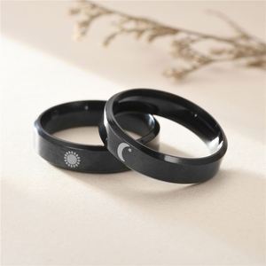 Anillo De Pareja De Acero Inoxidable Sun Moon Star Religious Couples <b>Ring</b> <b>Black</b> Titanium Steel <b>Ring</b> <b>for</b> Women <b>Men</b> Lovers Jewelry - Product Image 2