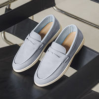 2025 hommes décontracté daim mocassins respirant été sans lacet paresseux chaussures couleur unie en gros