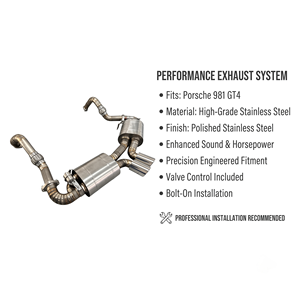 Ensemble de silencieux Vortex Acoustic-Master Natural Ti avec soupape à vide compatible avec Porsche 981 GT4 Tuning - Product Image 1