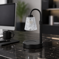 Lampe chauffe-bougie électrique avec minuterie et variateur d'intensité, en verre/bois, prise US, pour la décoration de la maison (doré)