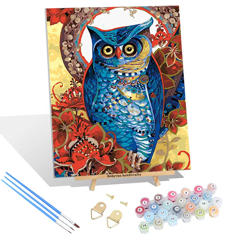 Hot Sale 40x50cm Custom Animal Image Wisdom Owl Diy Acrylic Painting By Number Kits for Home decor