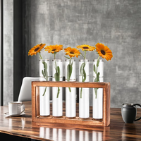 Station de propagation de plantes en verre de bureau de ferme avec 5 tubes à essai pour plantes hydroponiques support bureau décoration de la maison